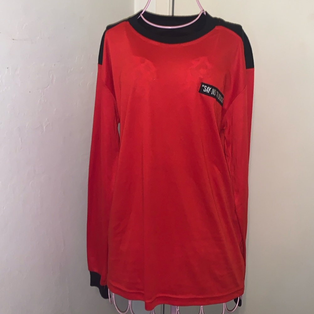 ⛔️Kids Boys Say No To Drugs" Red/black L/S Shirt